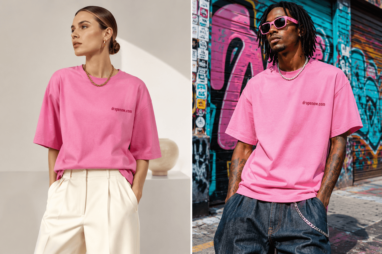 Side-by-side comparison of the same garment rendered in two different Drape visual styles